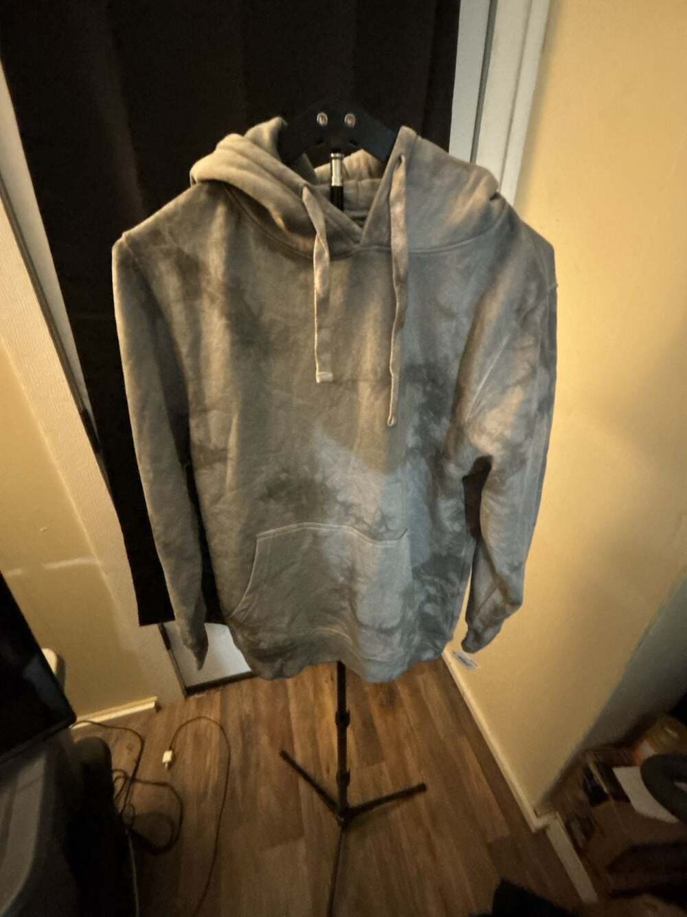 Meijer Byside Crystal Fleece Tie Dye Hoodie Sweatshirt Gray Small